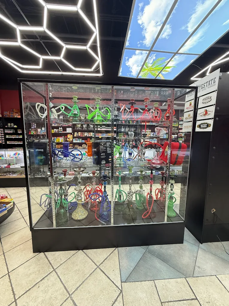 Shisha and hookah product shelf close-up
